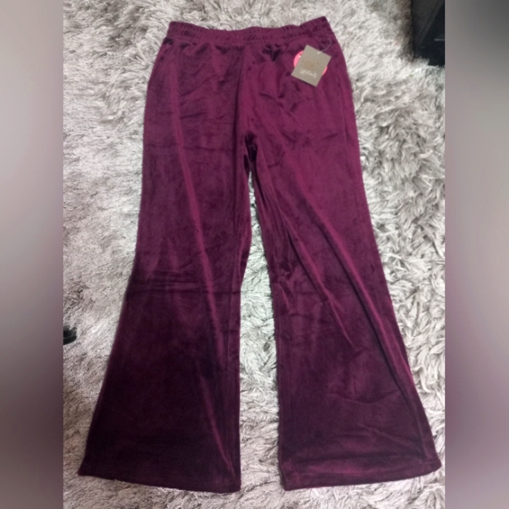 Lark + Grey Purple Maternity Velvet Track Pants